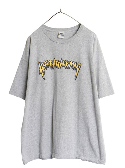 00s USA製 アート イラスト プリント Tシャツ メンズ 2XL オールド ケルベロス オオカミ ドッグ アニマル グラフィック 両面 大きいサイズ