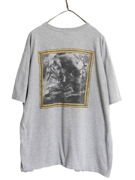 00s USA製 アート イラスト プリント Tシャツ メンズ 2XL オールド ケルベロス オオカミ ドッグ アニマル グラフィック 両面 大きいサイズ