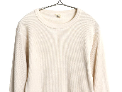 80s USA製 長袖 サーマル Tシャツ メンズ XL 小さめ / 古着 ヴィンテージ ロンT ワッフル 無地 カットソー インナー ストレッチ ナチュラル