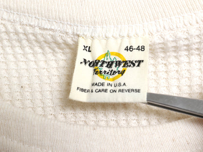 80s USA製 長袖 サーマル Tシャツ メンズ XL 小さめ / 古着 ヴィンテージ ロンT ワッフル 無地 カットソー インナー ストレッチ ナチュラル