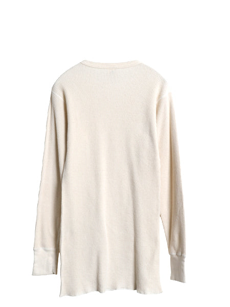 80s USA製 長袖 サーマル Tシャツ メンズ XL 小さめ / 古着 ヴィンテージ ロンT ワッフル 無地 カットソー インナー ストレッチ ナチュラル