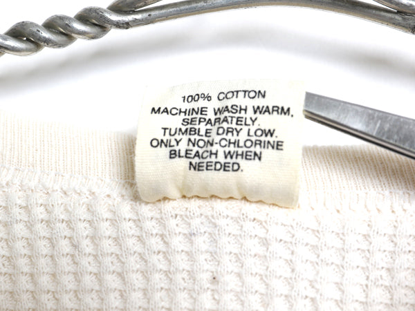 80s USA製 長袖 サーマル Tシャツ メンズ XL 小さめ / 古着 ヴィンテージ ロンT ワッフル 無地 カットソー インナー ストレッチ ナチュラル