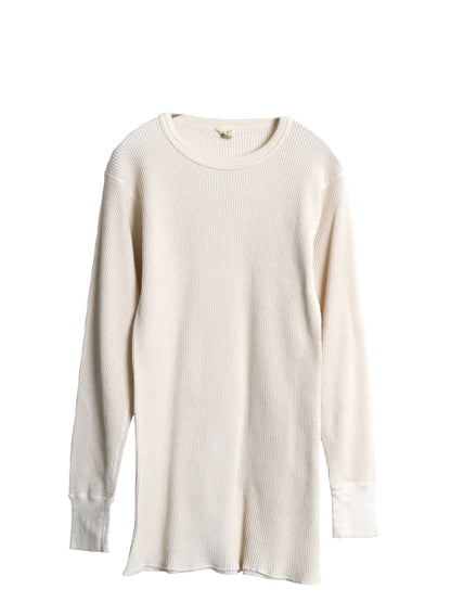 80s USA製 長袖 サーマル Tシャツ メンズ XL 小さめ / 古着 ヴィンテージ ロンT ワッフル 無地 カットソー インナー ストレッチ ナチュラル