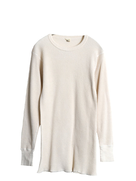 80s USA製 長袖 サーマル Tシャツ メンズ XL 小さめ / 古着 ヴィンテージ ロンT ワッフル 無地 カットソー インナー ストレッチ ナチュラル