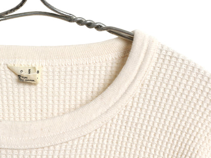 80s USA製 長袖 サーマル Tシャツ メンズ XL 小さめ / 古着 ヴィンテージ ロンT ワッフル 無地 カットソー インナー ストレッチ ナチュラル