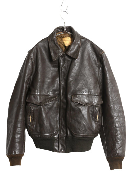 70s ショット A-2 タイプ 本革 レザー フライト ジャケット メンズ L / ヴィンテージ 674 中綿 キルティング 革ジャン ボンバー ブルゾン 