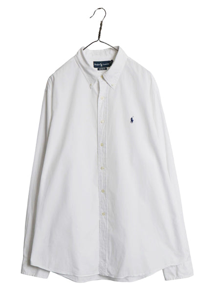00s ラルフローレン 長袖 ボタンダウン シャツ メンズ XXL 古着 オールド ポロ 長袖シャツ コットン ワイシャツ ビジネス 大きいサイズ 白