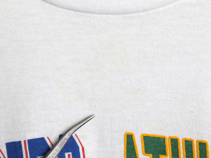 80s USA製 ドジャース アスレチックス イラスト プリント Tシャツ メンズ L 小さめ M ヴィンテージ 当時物 MLB 大リーグ シングルステッチ