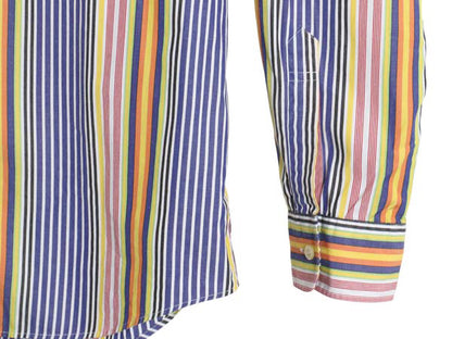  90s ポロ ラルフローレン ストライプ 長袖 シャツ メンズ M 古着 オールド コットン マルチカラー カジュアル ゆったり ワイシャツ 薄手