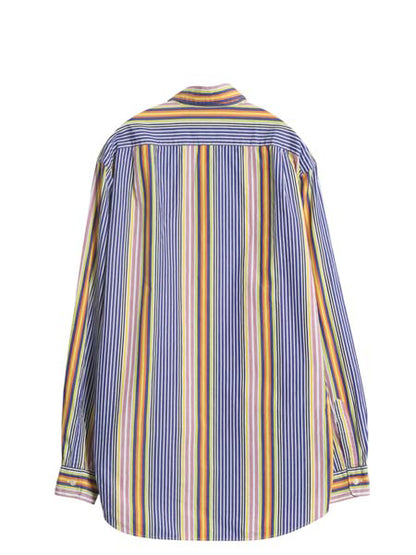  90s ポロ ラルフローレン ストライプ 長袖 シャツ メンズ M 古着 オールド コットン マルチカラー カジュアル ゆったり ワイシャツ 薄手