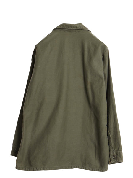 70s 米軍実物 US ARMY コットン サテン ユーティリティ シャツ M / ヴィンテージ 70年製 OG107 シャツ袖 3rd ミリタリー 軍物 ワッペン付き