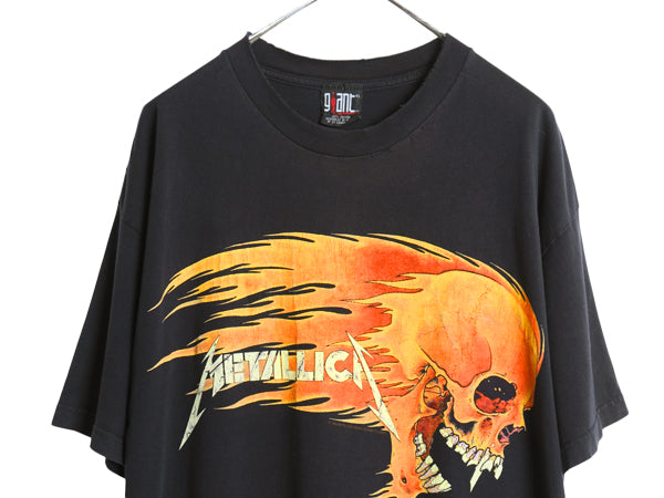 90s ★ メタリカ パスヘッド フレイム スカル イラスト プリント Tシャツ メンズ XL オールド オフィシャル 当時物 バンド メタル 黒 GIANT