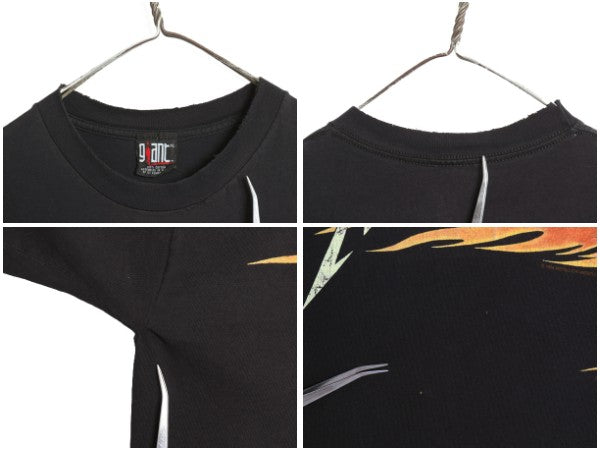90s ★ メタリカ パスヘッド フレイム スカル イラスト プリント Tシャツ メンズ XL オールド オフィシャル 当時物 バンド メタル 黒 GIANT