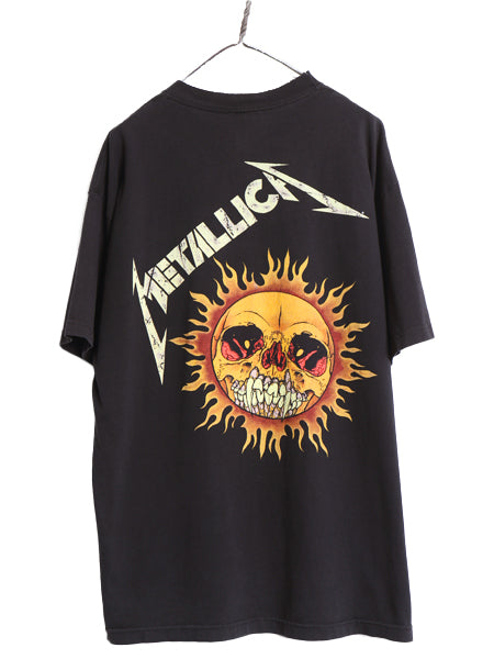 90s ★ メタリカ パスヘッド フレイム スカル イラスト プリント Tシャツ メンズ XL オールド オフィシャル 当時物 バンド メタル 黒 GIANT