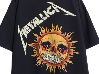 90s ★ メタリカ パスヘッド フレイム スカル イラスト プリント Tシャツ メンズ XL オールド オフィシャル 当時物 バンド メタル 黒 GIANT