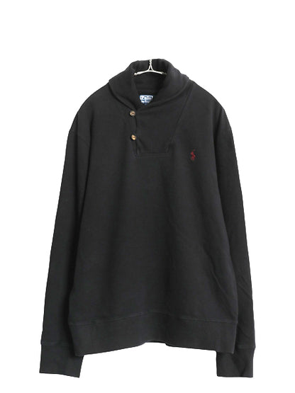 00s ポロ ラルフローレン ショールカラー スウェット メンズ XL トレーナー 裏起毛 ワンポイント トレーナー 大きいサイズ ワンポイント 黒