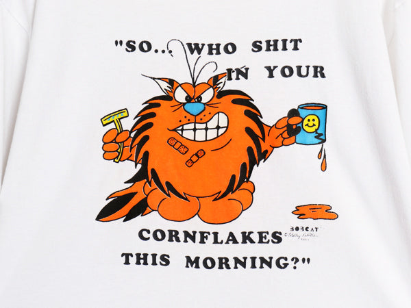 80s USA製 ジョーク キャラクター イラスト プリント Tシャツ メンズ L / 古着 ヴィンテージ グラフィック メッセージ シングルステッチ 白