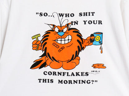 80s USA製 ジョーク キャラクター イラスト プリント Tシャツ メンズ L / 古着 ヴィンテージ グラフィック メッセージ シングルステッチ 白