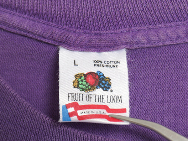 90s USA製 フルーツオブザルーム ポケット付き 無地 半袖 Tシャツ メンズ L / オールド ポケT 耳付き シングルステッチ トップス ブランク
