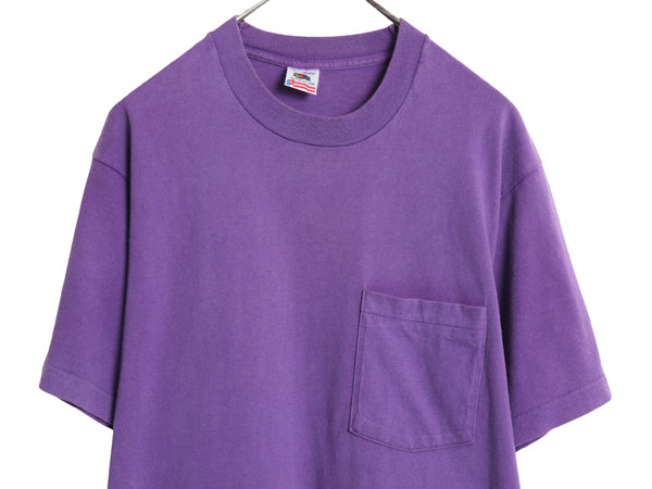 90s USA製 フルーツオブザルーム ポケット付き 無地 半袖 Tシャツ メンズ L / オールド ポケT 耳付き シングルステッチ トップス ブランク