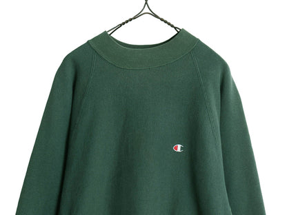 90s USA製 ★ チャンピオン リバースウィーブ モックネック スウェット メンズ XL / オールド トレーナー 裏起毛 目付き ポケット付き 緑