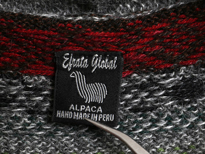 ペルー製 フルジップ デザイン ニット パーカー メンズ レディース S ハンドメイド 手編み アルパカ セーター ネイティブ 総柄 ジャケット