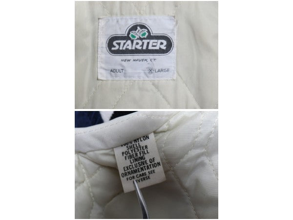 80s スターター ナイロン サテン スタジャン メンズ XL ヴィンテージ 中綿 キルティング ライナー ブルゾン ジャンパー 大きいサイズ  企業