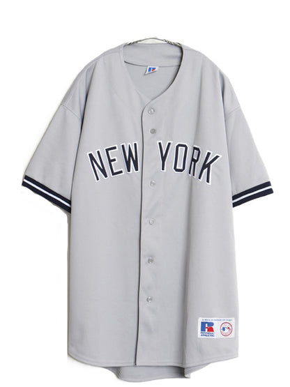 90s ヤンキース ベースボール シャツ メンズ XL / オールド MLB オフィシャル ラッセル 大リーグ ユニフォーム ゲームシャツ 大きいサイズ