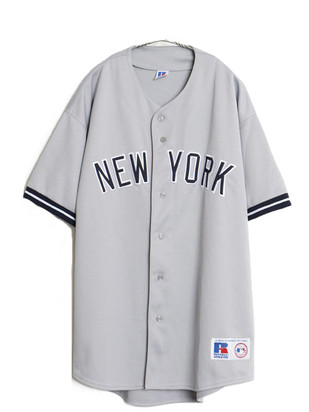 90s ヤンキース ベースボール シャツ メンズ XL / オールド MLB オフィシャル ラッセル 大リーグ ユニフォーム ゲームシャツ 大きいサイズ