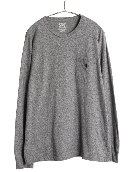 ポロ ラルフローレン ポケット付き 長袖 Tシャツ メンズ L ロンT ポケT ワンポイント ポニー ロングスリーブ カットソー シングルステッチ