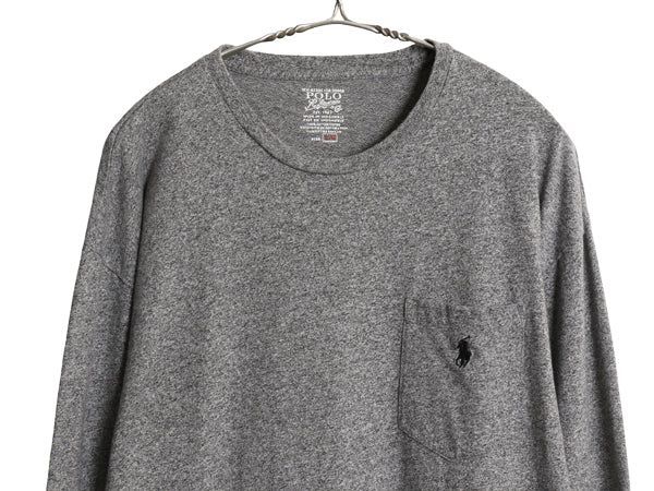 ポロ ラルフローレン ポケット付き 長袖 Tシャツ メンズ L ロンT ポケT ワンポイント ポニー ロングスリーブ カットソー シングルステッチ