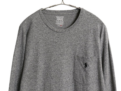 ポロ ラルフローレン ポケット付き 長袖 Tシャツ メンズ L ロンT ポケT ワンポイント ポニー ロングスリーブ カットソー シングルステッチ