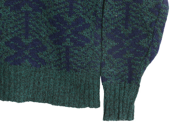 80s USA製 エディーバウアー ウール ニット セーター メンズ S / 古着 ヴィンテージ 黒タグ 長袖セーター ノルディック 総柄 クルーネック