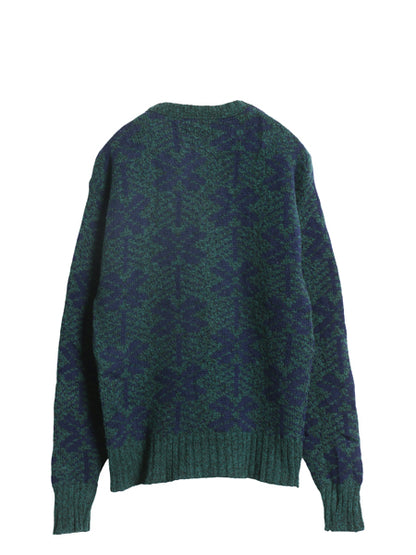 80s USA製 エディーバウアー ウール ニット セーター メンズ S / 古着 ヴィンテージ 黒タグ 長袖セーター ノルディック 総柄 クルーネック