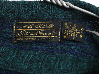 80s USA製 エディーバウアー ウール ニット セーター メンズ S / 古着 ヴィンテージ 黒タグ 長袖セーター ノルディック 総柄 クルーネック