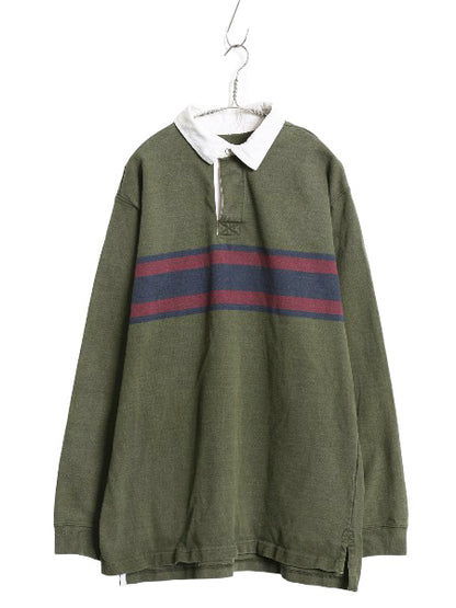 エルエルビーン ボーダー 長袖 ラガーシャツ メンズ L ラグビー 長袖シャツ ポロシャツ ヘビーウェイト コットン カットソー マルチカラー