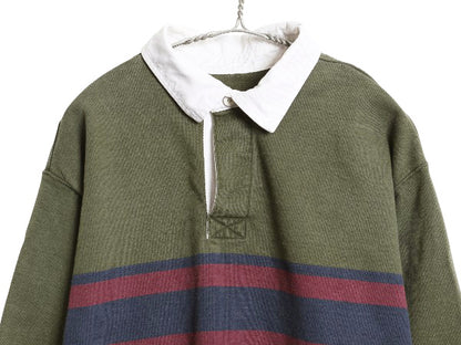 エルエルビーン ボーダー 長袖 ラガーシャツ メンズ L ラグビー 長袖シャツ ポロシャツ ヘビーウェイト コットン カットソー マルチカラー