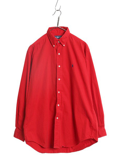 90s ラルフローレン 長袖 ボタンダウン シャツ メンズ M オールド ポロ 長袖シャツ ワンポイント コットン ワイシャツ カジュアル シンプル