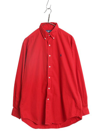 90s ラルフローレン 長袖 ボタンダウン シャツ メンズ M オールド ポロ 長袖シャツ ワンポイント コットン ワイシャツ カジュアル シンプル