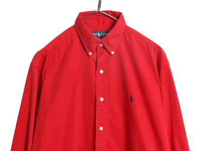 90s ラルフローレン 長袖 ボタンダウン シャツ メンズ M オールド ポロ 長袖シャツ ワンポイント コットン ワイシャツ カジュアル シンプル