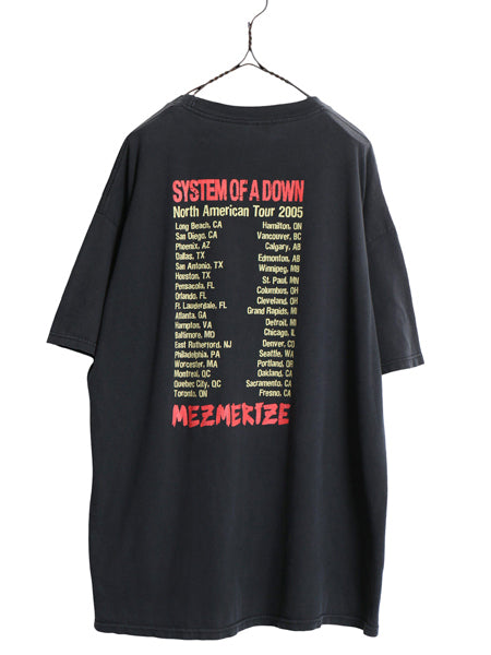 00s ★ システムオブアダウン ツアー イラスト プリント Tシャツ メンズ XXL オールド 当時物 オフィシャル バンド メタル ロック 音楽 黒