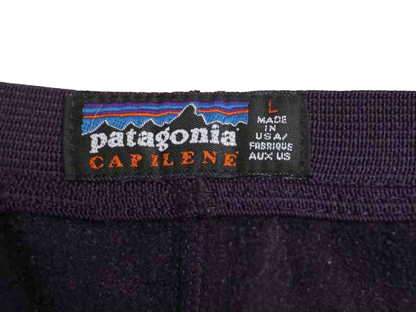 90s USA製 パタゴニア キャプリーン フリース パンツ メンズ レディース L 古着 オールド 96年製 アンダーウェア インナー アウトドア 紫