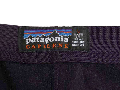 90s USA製 パタゴニア キャプリーン フリース パンツ メンズ レディース L 古着 オールド 96年製 アンダーウェア インナー アウトドア 紫