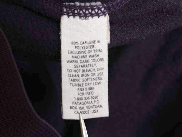 90s USA製 パタゴニア キャプリーン フリース パンツ メンズ レディース L 古着 オールド 96年製 アンダーウェア インナー アウトドア 紫