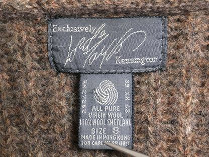 80s LORD&TAYLOR ショールカラー ニット カーディガン メンズ S / ヴィンテージ シェットランド ウール リブ編み セーター 前開き 無地 灰