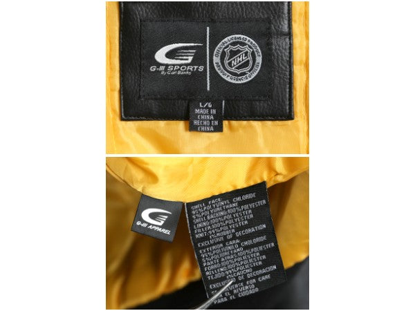 00s ブルーインズ フェイク レザー ジャケット メンズ L オールド NHL オフィシャル スタジャン 革ジャン 中綿 アワード ホッケー ブルゾン