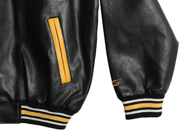 00s ブルーインズ フェイク レザー ジャケット メンズ L オールド NHL オフィシャル スタジャン 革ジャン 中綿 アワード ホッケー ブルゾン