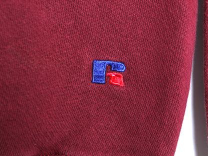 90s USA製 ラッセル 無地 タートルネック スウェット メンズ レディース М / 古着 オールド トレーナー 前V 裏起毛 ヘビーウェイト エンジ