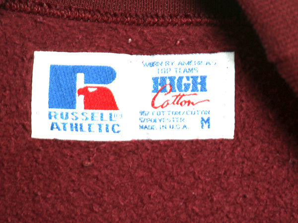 90s USA製 ラッセル 無地 タートルネック スウェット メンズ レディース М / 古着 オールド トレーナー 前V 裏起毛 ヘビーウェイト エンジ
