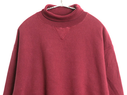 90s USA製 ラッセル 無地 タートルネック スウェット メンズ レディース М / 古着 オールド トレーナー 前V 裏起毛 ヘビーウェイト エンジ